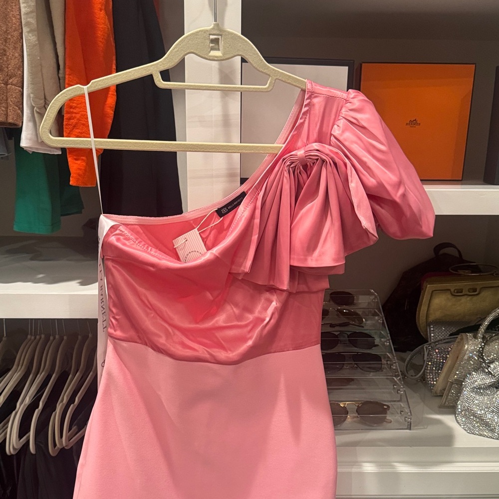 Elegant Pink One Shoulder Dress